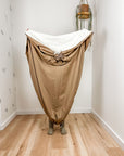 Indoor hammock for kids, little hammock™, kid’s hammock swing, sand dune color + bare trim, held up by child