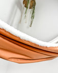 Indoor hammock for kids, little hammock™, kid’s hammock swing, terracotta color + bare trim, close up