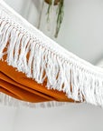 Indoor hammock for kids, little hammock™, kid’s hammock swing, terracotta color + vintage trim, close up