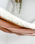 Indoor hammock for kids, little hammock™, kid’s hammock swing, dusty rose color + fringe trim, close up