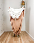 Indoor hammock for kids, little hammock™, kid’s hammock swing, dusty rose color + Pom Pom trim, held up by child