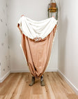 Indoor hammock for kids, little hammock™, kid’s hammock swing, dusty rose color + fringe trim, held up by child