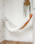 Indoor hammock for kids, little hammock™, kid’s hammock swing, terracotta color + vintage trim, hanging in corner