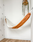 Indoor hammock for kids, little hammock™, kid’s hammock swing, terracotta color + bare trim, hanging in corner