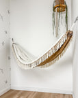 Indoor hammock for kids, little hammock™, kid’s hammock swing, sand dune color + knots trim, hanging in corner